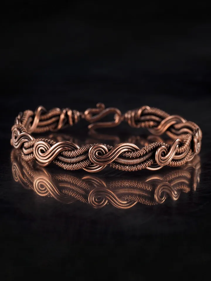 Woven copper wire bracelet Antique style handcrafted copper jewelry Unique gift