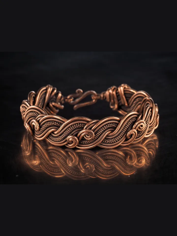 Wire wrapped copper bracelet for woman Antique style copper jewelry WireWrapArt