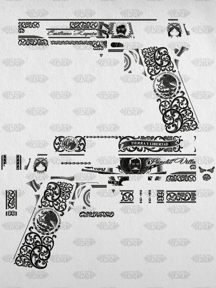 VECTOR DESIGN SIG Sauer 1911 Emiliano Zapata and Pancho Villa