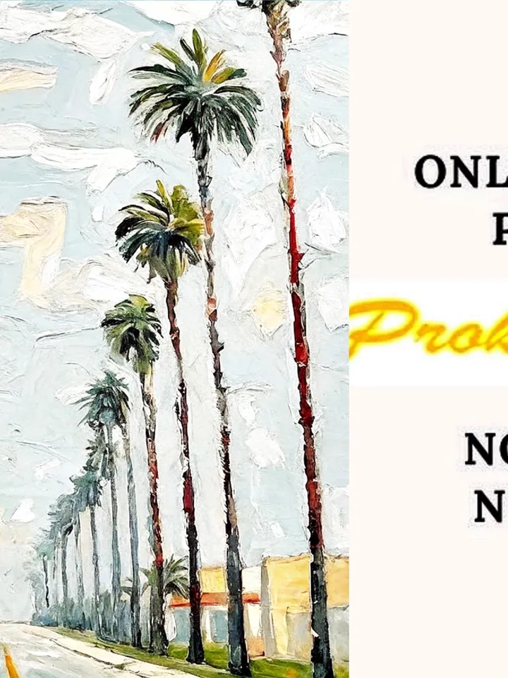 Los Angeles Oil Painting Street Original Art Impasto Scene Sunset Boulevard Impressionist Painting Palm Trees Car Cityscape Art Gift
