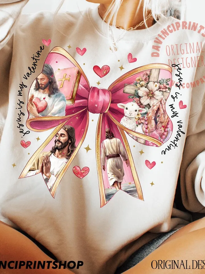 Jesus is my Valentine PNG, Christian Valentine Png, Valentine Coquette Bow Png, Bible Verse Png, Love Like Jesus Png, Cross, Faith, Jesus