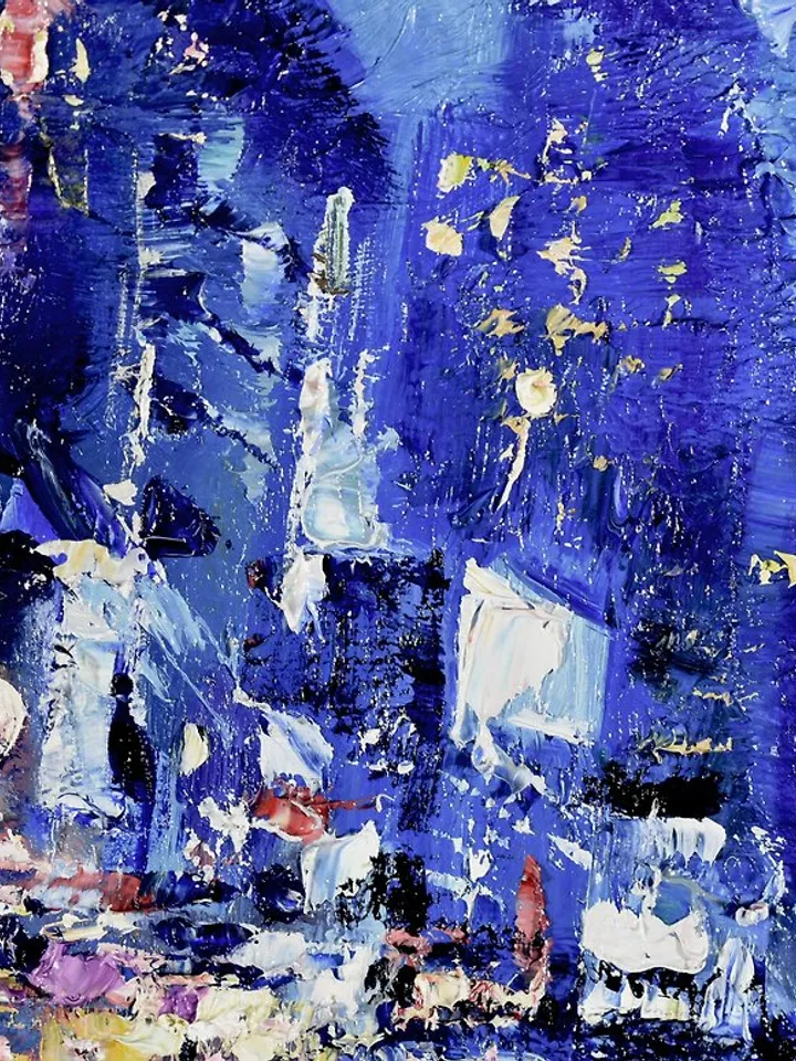 New York Painting Rainy NYC Original Art Night Street City Artwork 油畫原作