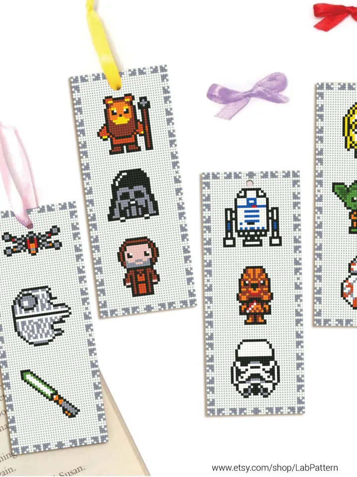 Bookmarks Star Wars Bundle of  4 Cross stitch pattern | Embroidery Pattern | Instant Download | Embroidery Designs