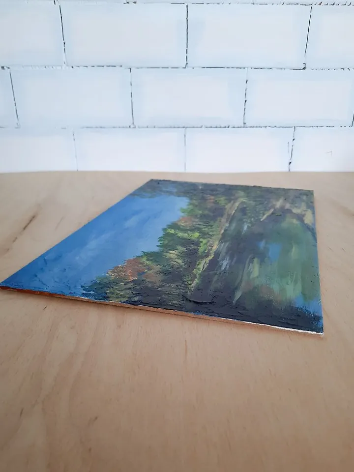 Birch painting Original acrylic art Dock painting Lake painting Forest landscape