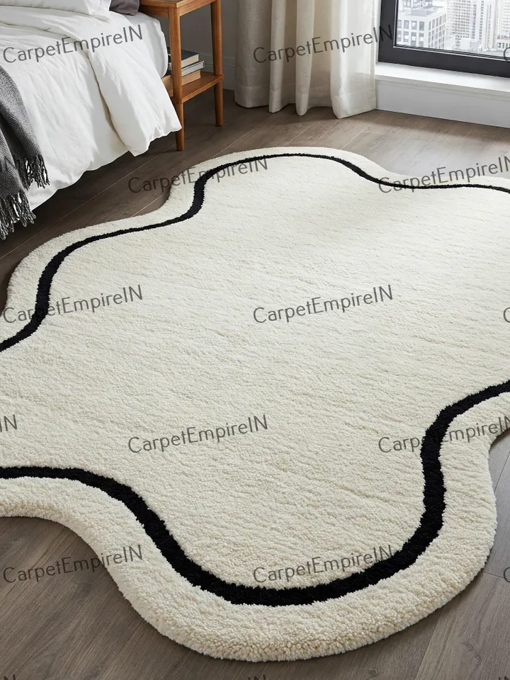 8x10 Irregular Shaped Rug | Hand-Tufted 100% Wool Handmade Layerd Area Rug | Carpet for Home, Bedroom, Living Room, Kids Room, Custom rug.
