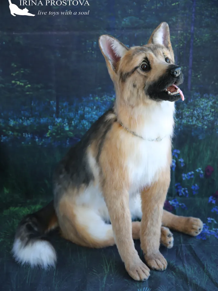 German Shepherd realistic plush toy
