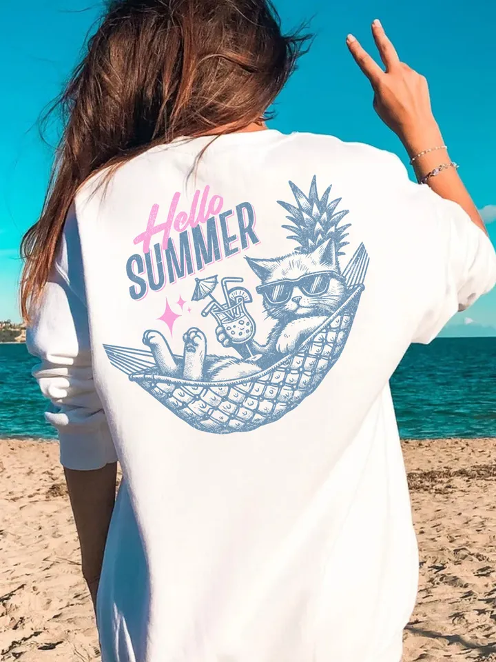 Hello Summer png,Retro summer png,Summer Vibes,Trendy Summer Png,Beach png,Beach vibes png, Funny Cat Summer,Funny Sarcastic png