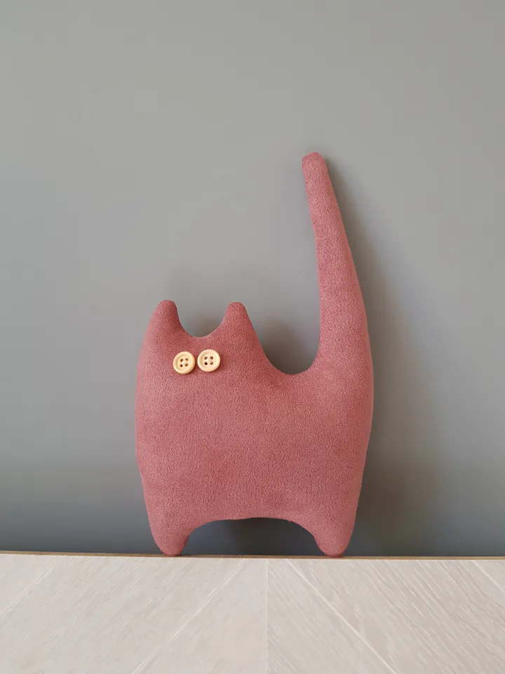 Pink Cat sewing pattern PDF, rag doll tutorial in English, stuffed animal sewing diy