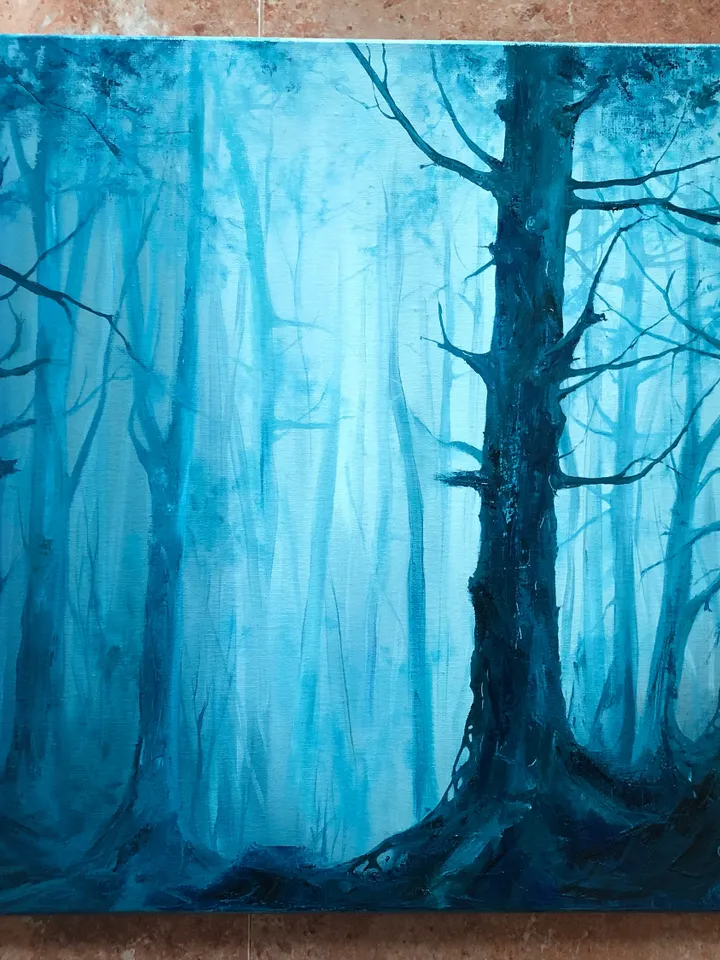 Forest Painting Original Oil Painting on Canvas Foggy Forest Landscape Artwork Misty Forest Painting