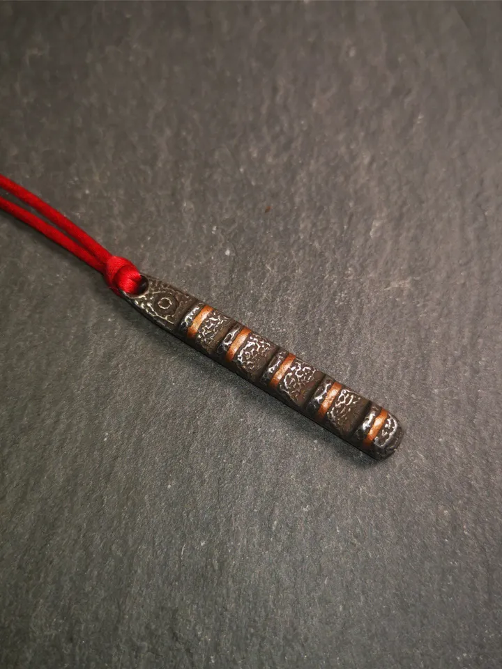 Gandhanra Handmade Tibetan Amulet Pendant,Tibetan Ladder of Heaven, Made of Cold Iron,1.77"