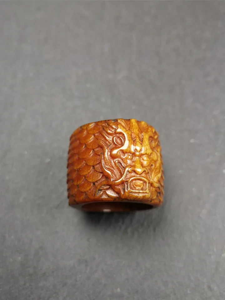 Gandhanra Handmade Big Thumb Ring for Men,Yak Bone Carved,Dragon Pattern,0.87&quot;