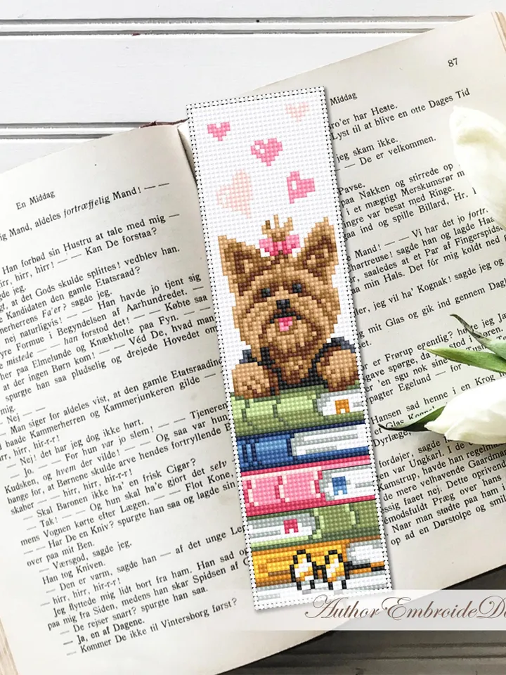 Dog bookmark cross stitch pattern PDF download Cute pet cross stitch chart, Simple bookmark pattern digital PDF, Dog lover bookmark #B464