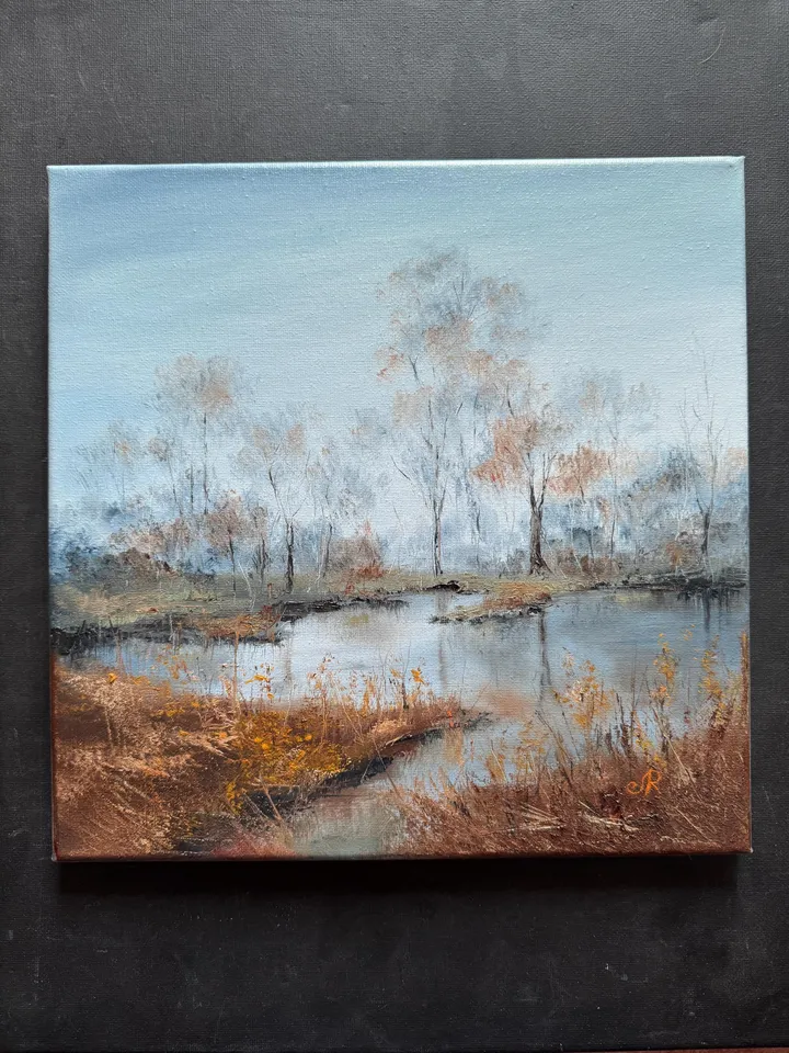 Landscape Oil Painting Original Forest Artwork River Landscape
