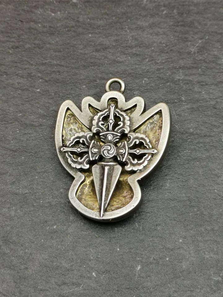 Gandhanra Handmade Tibetan Buddhist Amulet,Garuda of Pendant,Inlaid with Vajra,1.57&quot; × 1.22&quot;