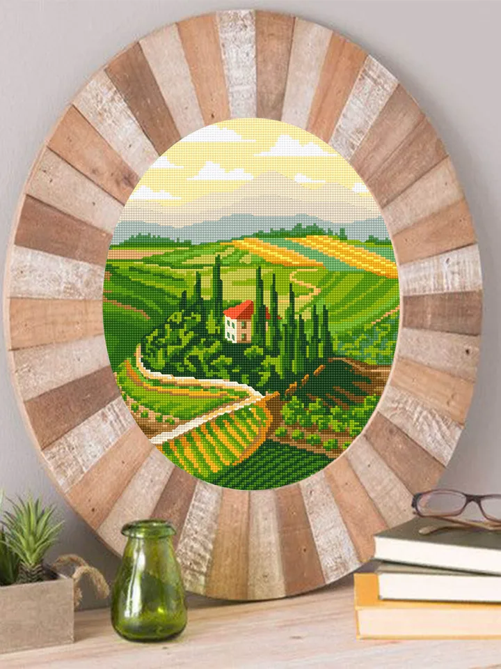 Landscape Italy cross stitch pattern download PDF Nature landscape embroidery PDF Village home cross stitch chart DIY Home decor nature #L7