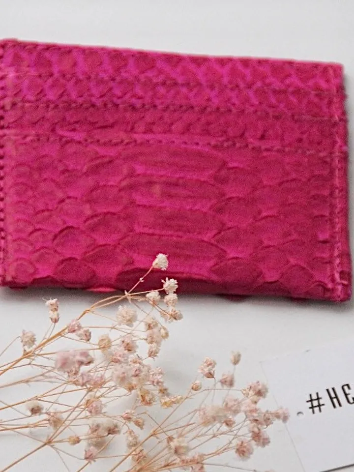 FAST SHIPPING Genuine python skin creditcards holder | wallet small |gift idea exotic python skin leather business card holder fucshia
