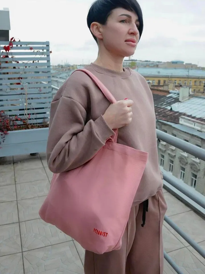 Cotton shopper embroidered bag with double strap /Summer Purse | Soft Sport Casual Everyday Bag | Pink Hedonist Purse | Designer bag