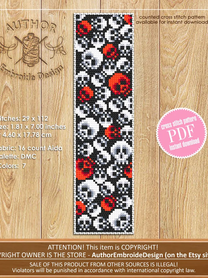 Gothic bookmark set cross stitch pattern PDF download Halloween Christmas cross stitch chart, Dancing skeleton cross stitch, Horror  #B137