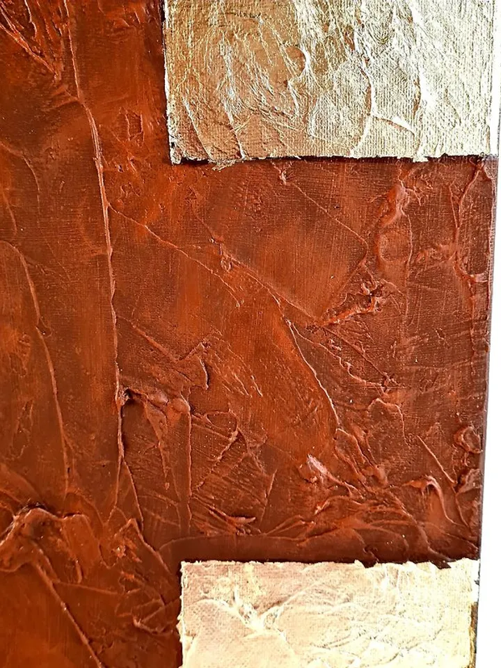 Gold leaf painting on canva Original art Modern abstract textural wall art decor