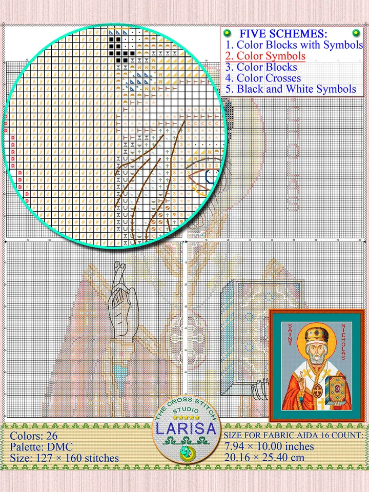 Saint Nicholas Icon Cross Stitch Pattern | Christian Icon