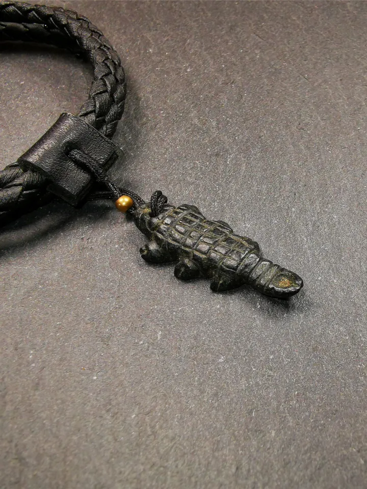 Gandhanra Handmade Tibetan Amulet,Obsidian Carved Scorpion Guru of Padmasambhava Pendant,1.3"