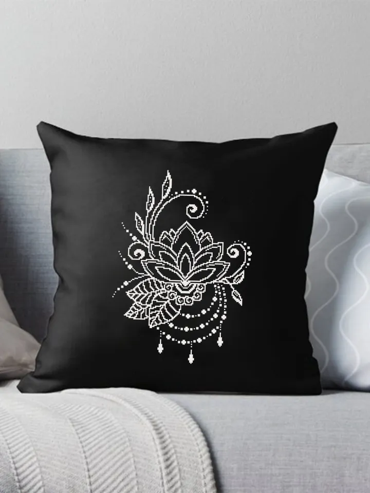 Mandala set cross stitch pattern download PDF, Crescent moon cross stitch, Flower mandala digital PDF, Monochrome floral cross stitch #S2