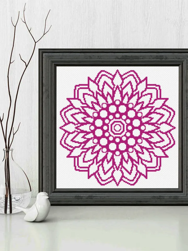 Mandala cross stitch pattern download PDF Mandala pattern digital Monochrome cross stitch chart Quick cross stitch sampler Home decor #M74
