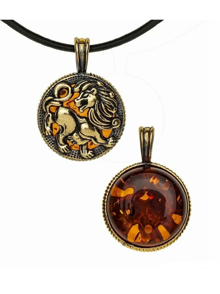 Lion necklace Lion jewelry Leo gifts necklace Amber jewelry Lion pendant leo zodiac Amulet necklace