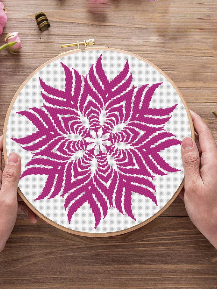 Mandala cross stitch pattern download PDF Simple mandala digital PDF Monochrome cross stitch chart Geometric ornament cross stitch #M123