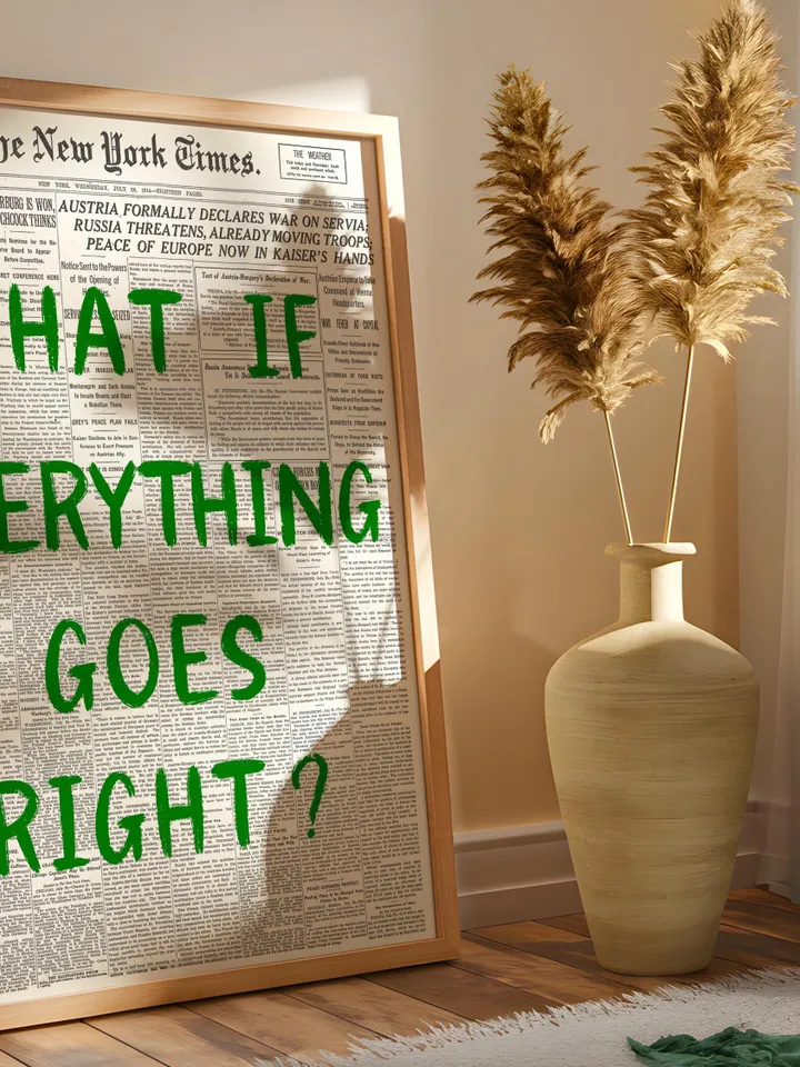 What If everything goes right Retro Newspaper Print, Trendy Wall Art, Typography Poster, Green Aesthetic, Printable Wall Art, Digital Print