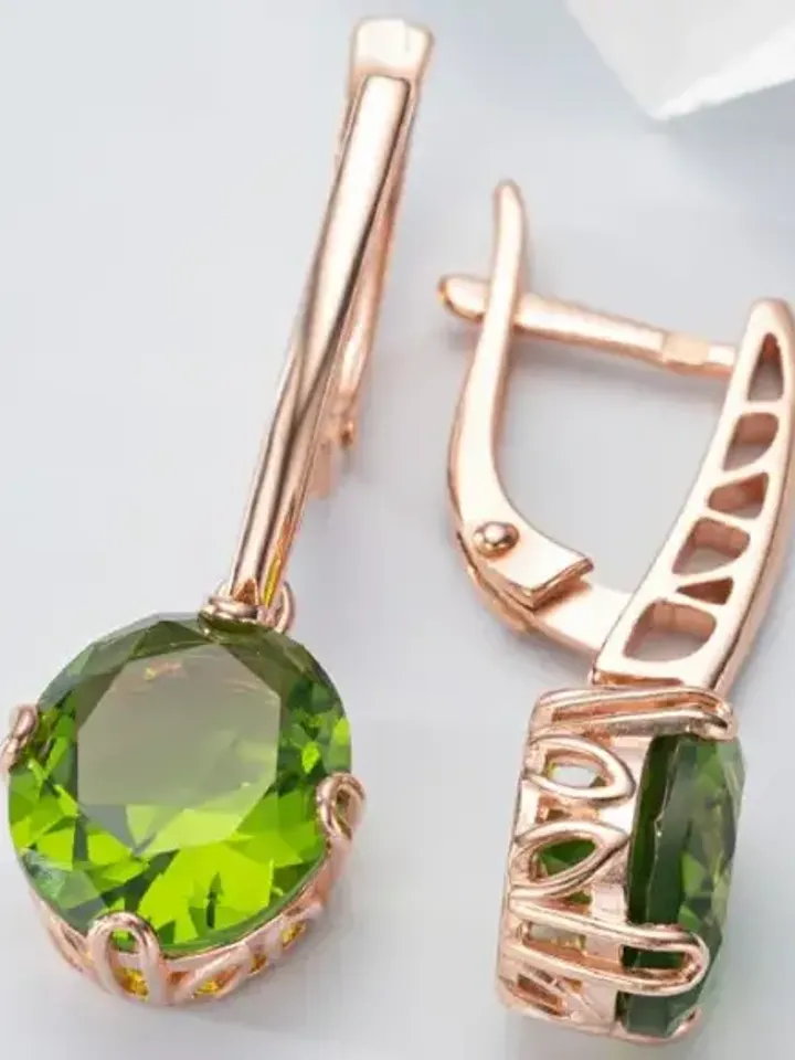 Earrings silver 925 gold plated with chrysolite