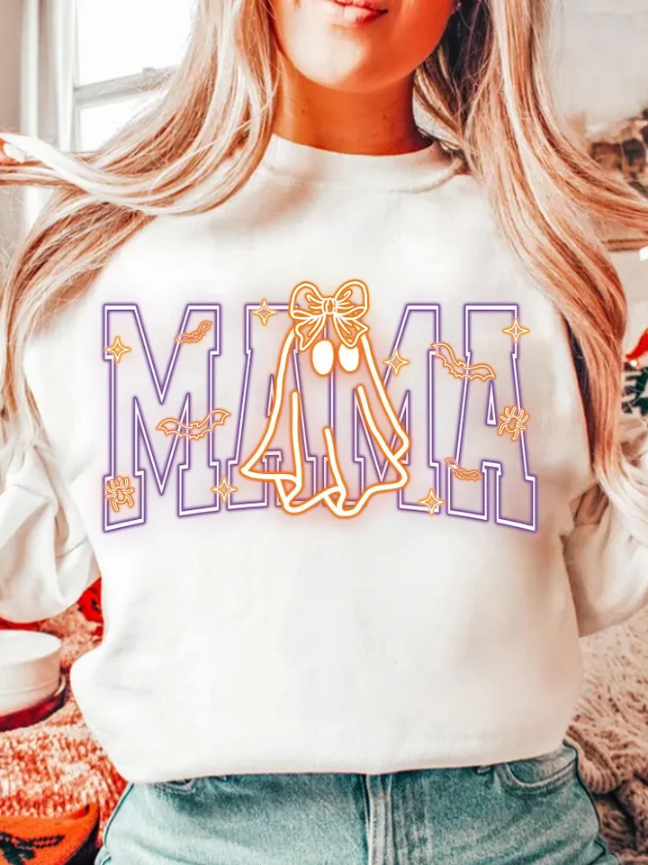Mama Png, Coquette Halloween Neon Png, Spooky Mama Png, Floral Ghost Png, Spooky Season Png, Halloween Mama Png, Girly Coquette Bow Png
