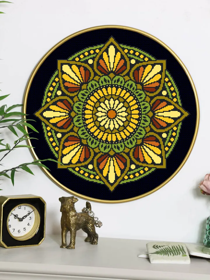 Boho mandala cross stitch pattern PDF download Mandala ornament cross stitch chart, Mandala pattern digital PDF, DIY Home decor #M125