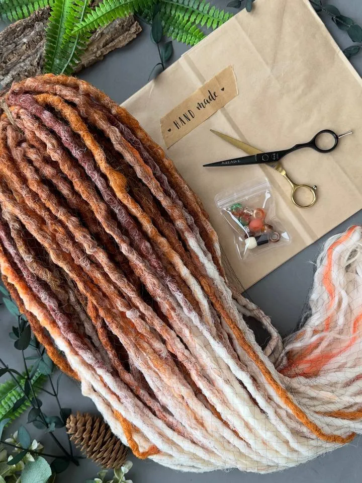 Ginger dreadlocks, handmade accessories for hair