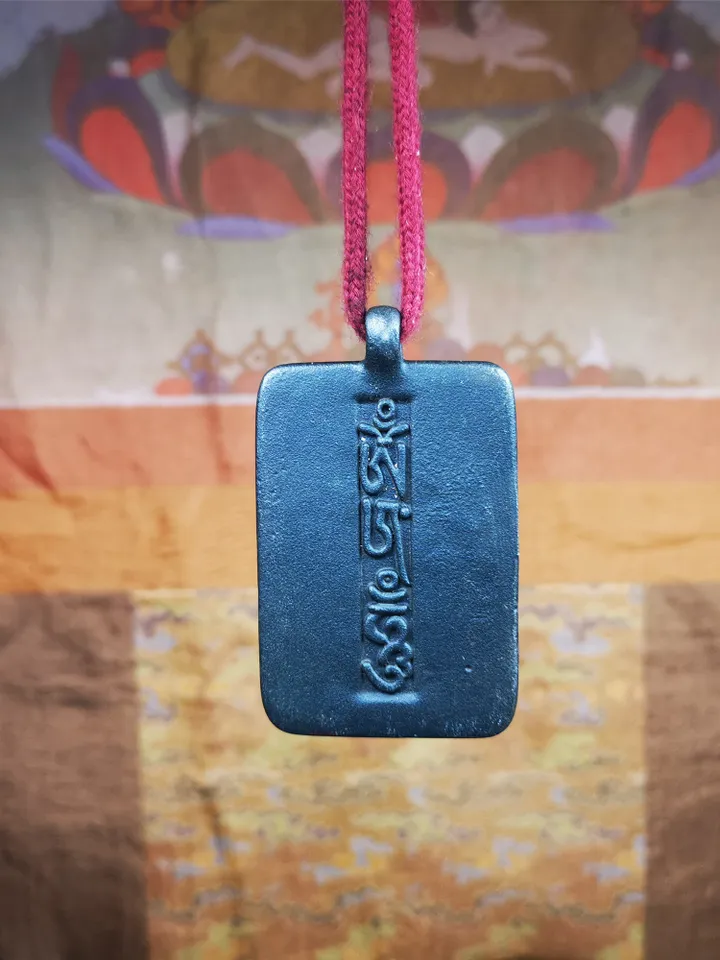 Gandhanra Handmade Tibetan Buddhist Amulet,Om Badge Pendant, Mantra of Om Mani Padme Hum, Made of Copper,2.52"