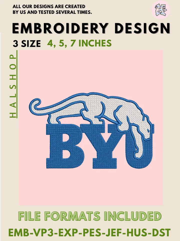 NCAA BYU Cougars Machine Embroidery – College Team Logo Digital File 💾🏆