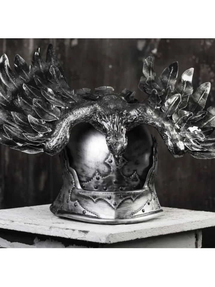 Medieval helmet - sallet - with a bird spread its wings on his forehead - Falcon