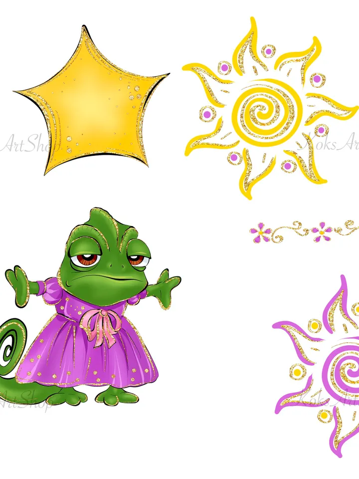 Tangled Princess PNG clipart, Tower princess, Blondie princess, Long hair princess, Chameleon fairy png clipart