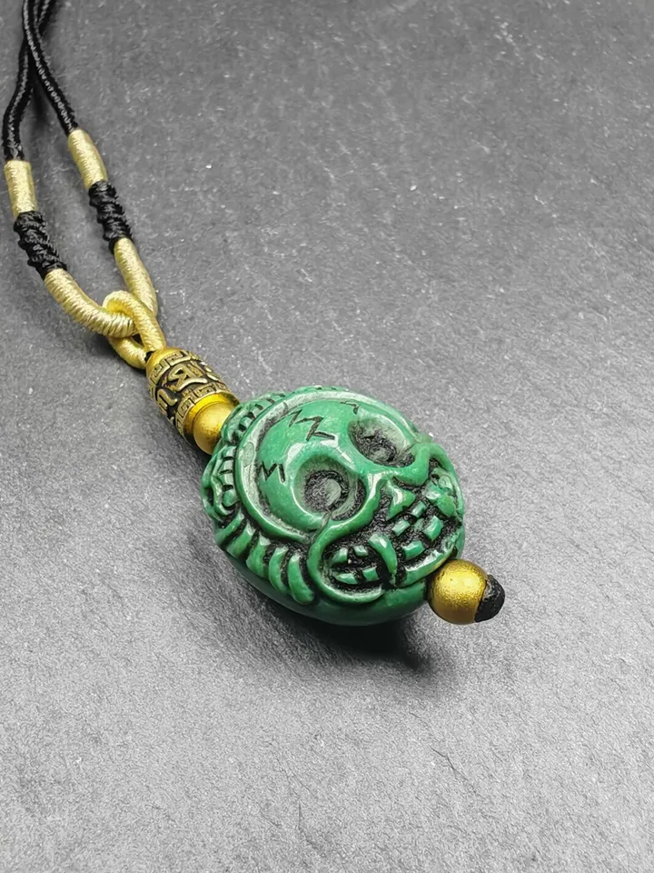 Optimized Turquoise Tibetan Citipai Skull Master Amulet, Gandhanra Hand Carved Tibetan Protective Charm,Spiritual Necklaces