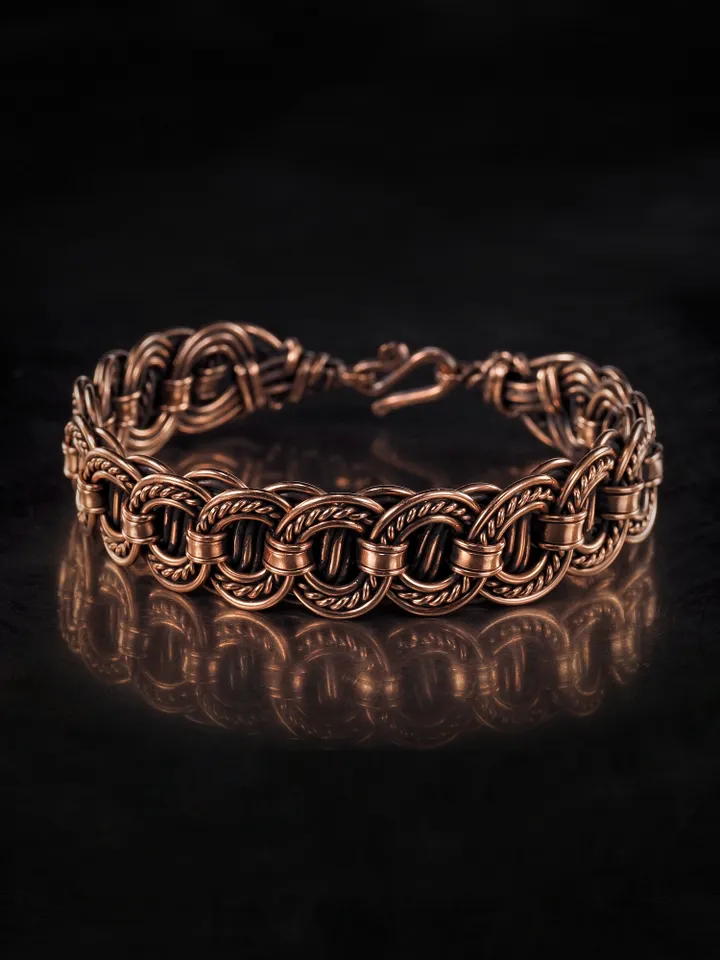 Woven copper wire bracelet Antique style handcrafted copper jewelry Unique gift