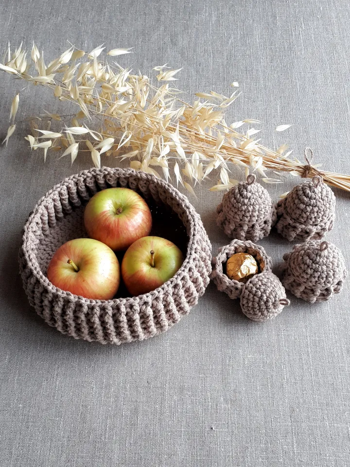 CROCHET PATTERN Crochet basket pattern Easter DIY crochet basket Round kitchen basket Crochet kitchen set pattern Easter egg crochet pattern