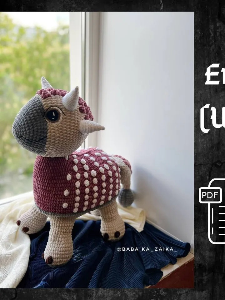 PDF Crochet Ankylosaurus Pattern, Plush Dinosaur Amigurumi, Baby Dino Crochet Pattern, Cute Dinosaur Toy, Crochet Animal Pattern