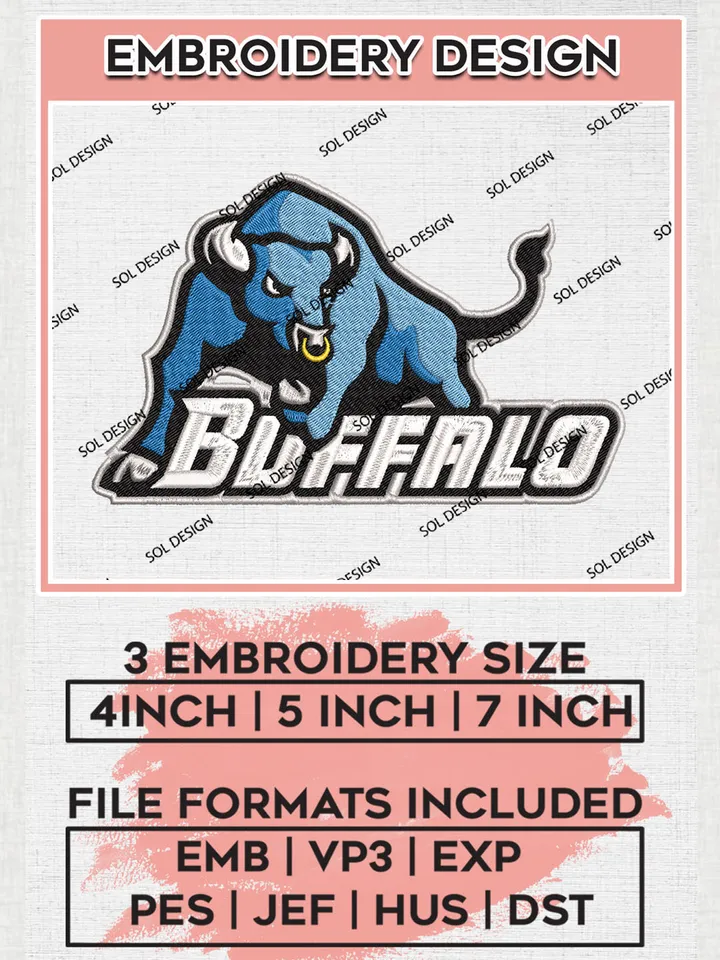 Buffalo Bulls NCAA Team Logo embroidery designs, NCAA Buffalo Bulls Logo Machine embroidery designs, NCAA Team Logo embroidery designs, NCAA Game Day Machine embroidery designs, Digital Download