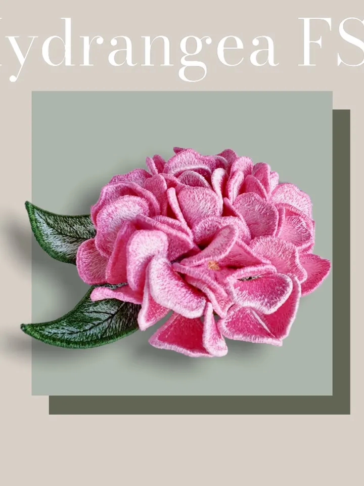 Hydrangea flower FSL machine embroidery design Digital embroidery pattern Free standing lace flower file 3D embroidery Hydrangea 3D