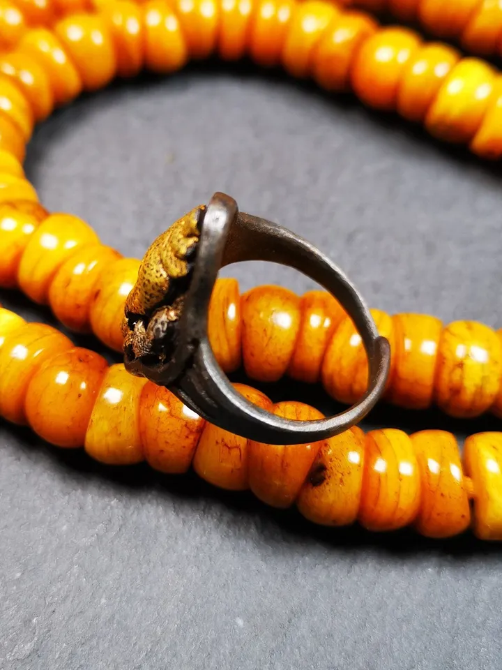Gandhanra Unique Handcrafted Tibetan Buddhist Shankha Conch Ring,Made of Pure Gold Filled and Silver Filled,Protection Jewelry,Adjustable