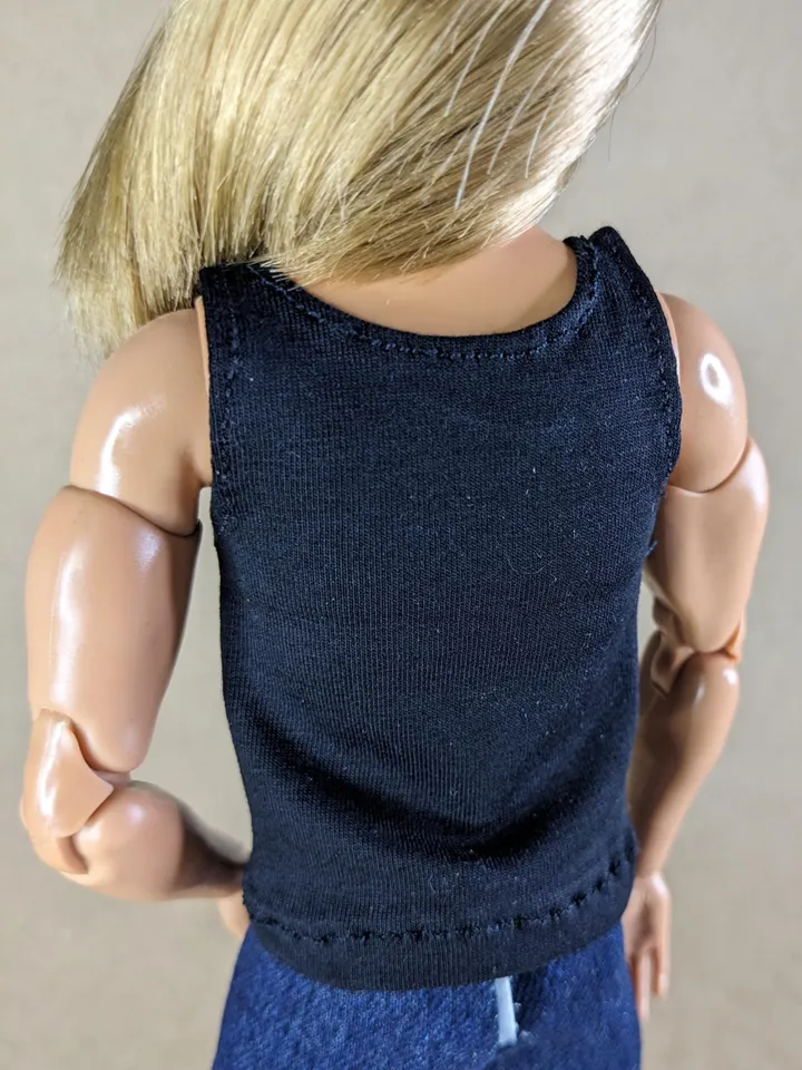 Black tank top for 12-inch fashion male dolls
