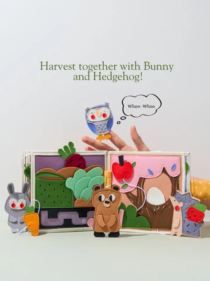Montessori Quiet Book for Toddlers, Woodland Felt Activity Book, Baby Travel Sensory Toy, Educational Birthday Gift for Ages 1-3,Kinderkrama