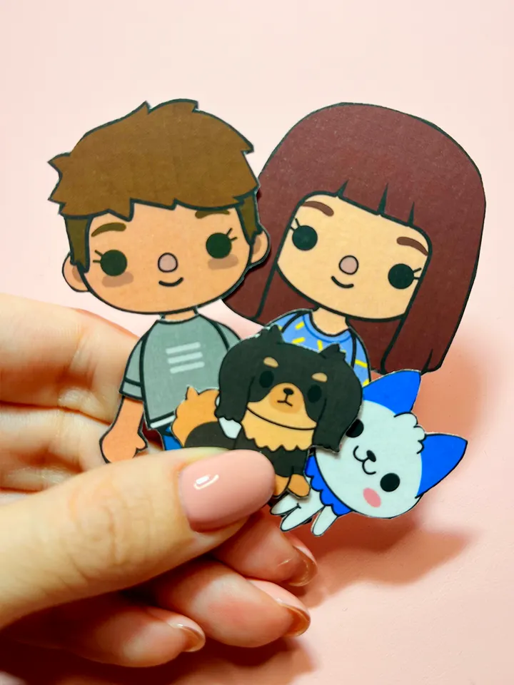 Toca Boca Paper Dolls with Clothes and Pet
