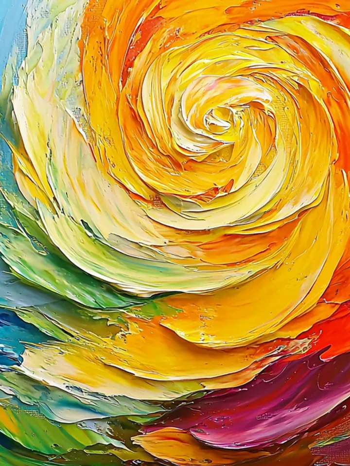 Large Abstract Impasto Oil Painting, Textured Swirl Art, Colorful 3D Wall Art, Original Modern Art, Canvas Wall Art, Home Decor, Office Art