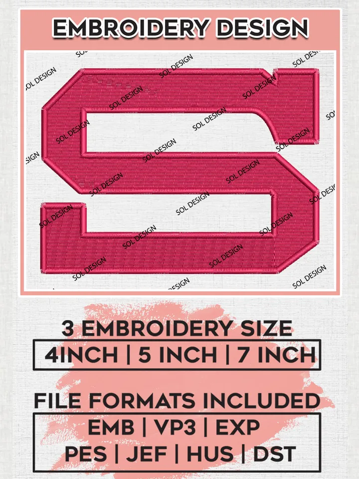 South Alabama Jaguars Team Letter Logo Embroidery Design Files, NCAA South Alabama Jaguars Machine Embroidery, NCAA Teams, 3 sizes, NCAA Machine embroidery designs, Digital Download